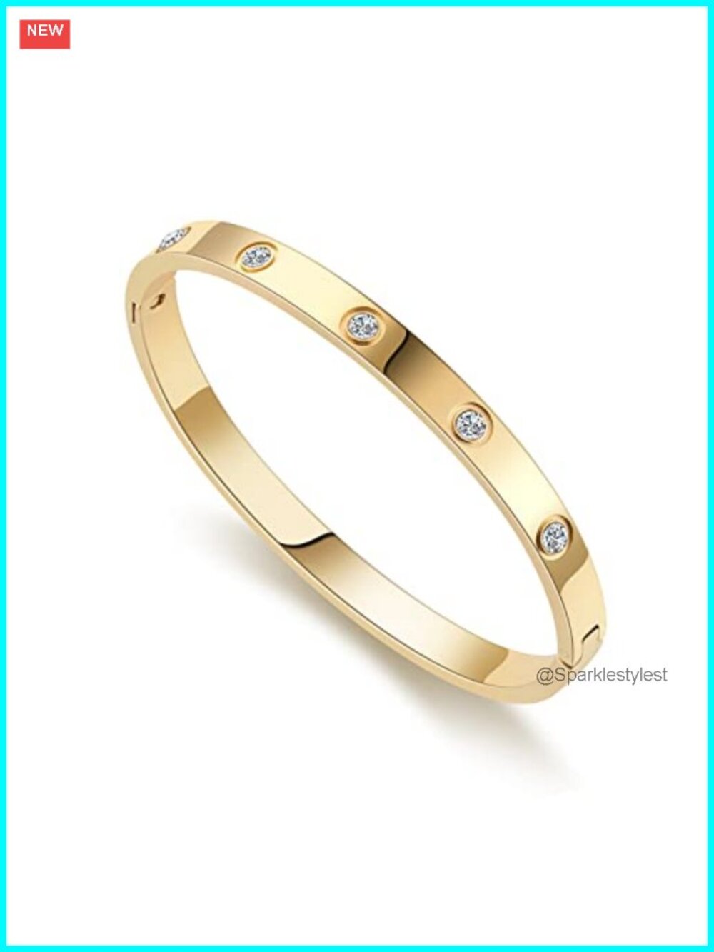 18K Gold Plated Bangle Bracelet Hidden Clasp Stackable Gift